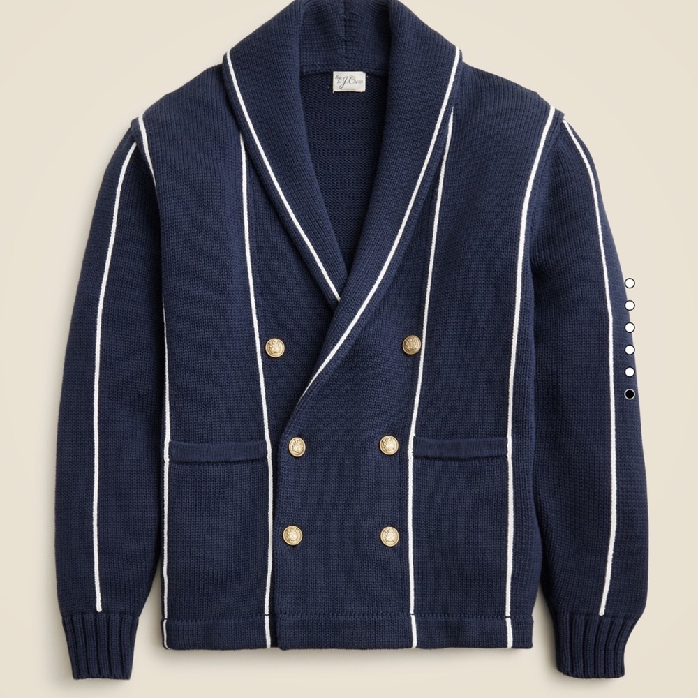 J. Crew Navy Blue Cardigan with White Stripes